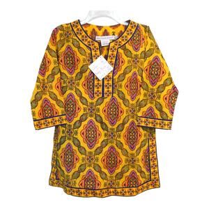 NWT Gretchen Scott Split Neck Tunic The Persian Yellow Boho Small S